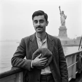 AI portrait of a man styled in the Ellis Island immigrant era, 250 Years of America 4th of July photo