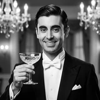 AI portrait of a man styled in the 1920s Great Gatsby era, 250 Years of America 4th of July photo