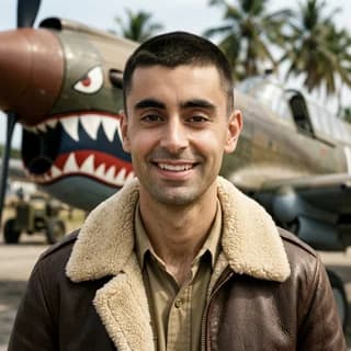 AI portrait of a man styled in the 1940s aviator era, 250 Years of America 4th of July photo