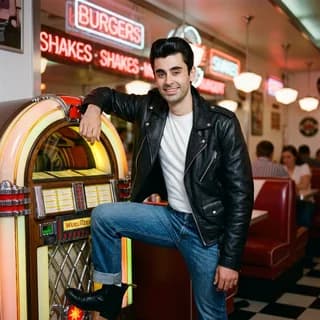 AI portrait of a man styled in the 1950s American diner era, 250 Years of America 4th of July photo
