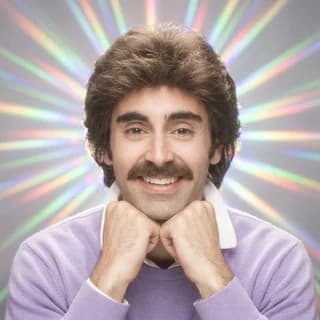 AI portrait of a man styled in the 1980s glamour shot era, 250 Years of America 4th of July photo