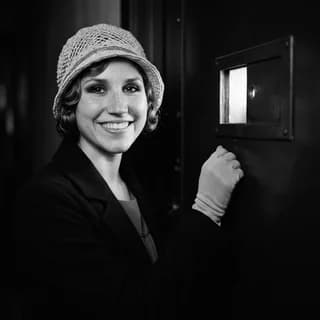 AI portrait of a woman styled in the Prohibition speakeasy era, 250 Years of America 4th of July photo