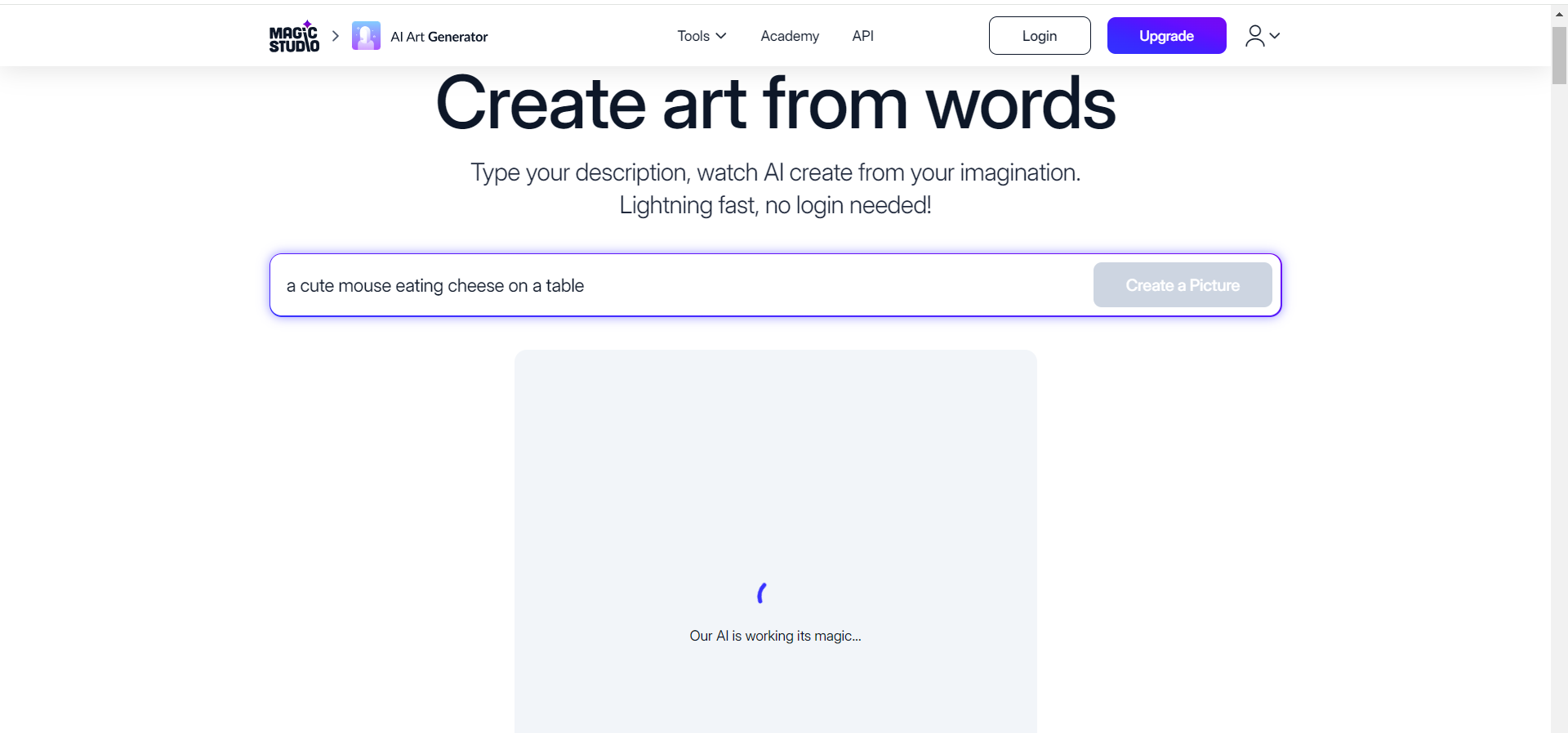 Hitting the "generate" button to create a masterpiece using an AI art generator