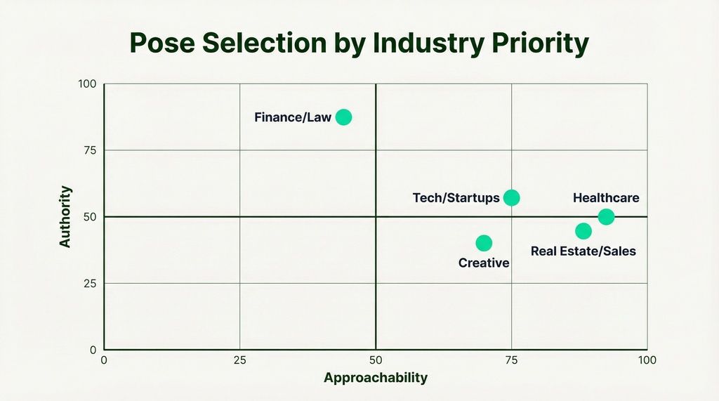 Chart placing five industries on authority and approachability axes, finance and law highest in authority