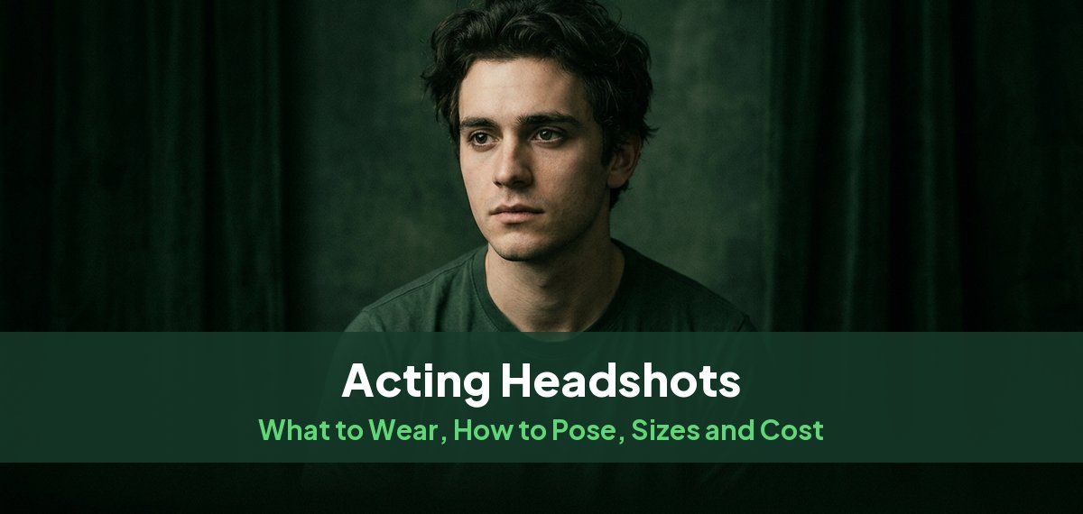 A young actor lit by a single dramatic light against a dark backdrop, for a guide to acting headshots