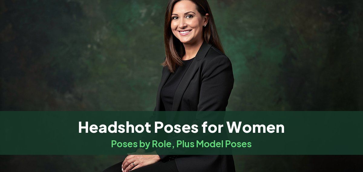 A smiling woman in a black blazer seated on a stool, for a guide to headshot poses for women
