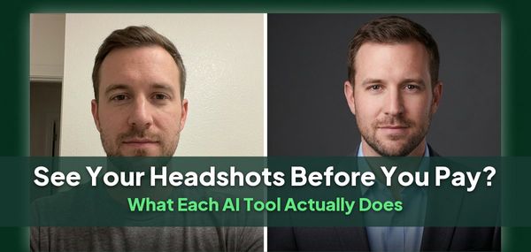 The same man in a casual selfie and in a finished professional headshot, side by side