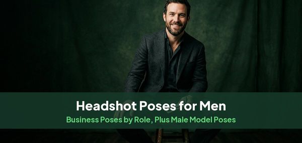 A man in a charcoal blazer leaning forward on a stool in a studio, for a guide to headshot poses for men